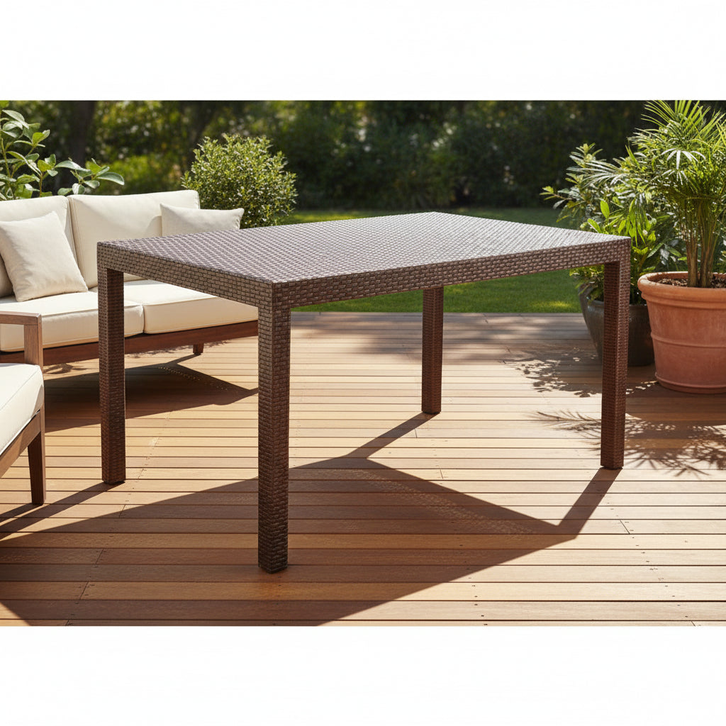 MESA ROBLE CON RATAN 140 X 80