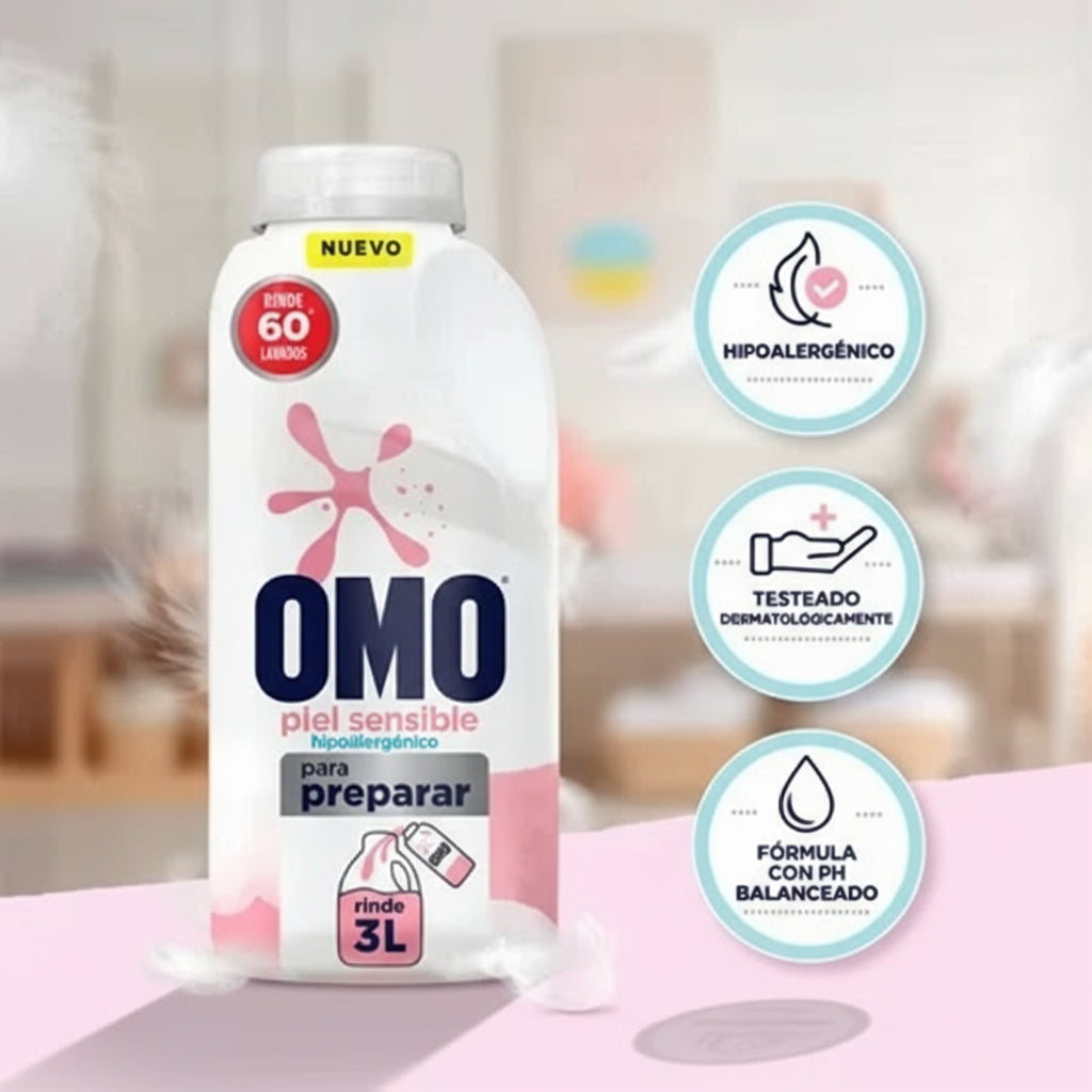 Detergente Líquido Omo Piel Sensible para diluir 500 ml