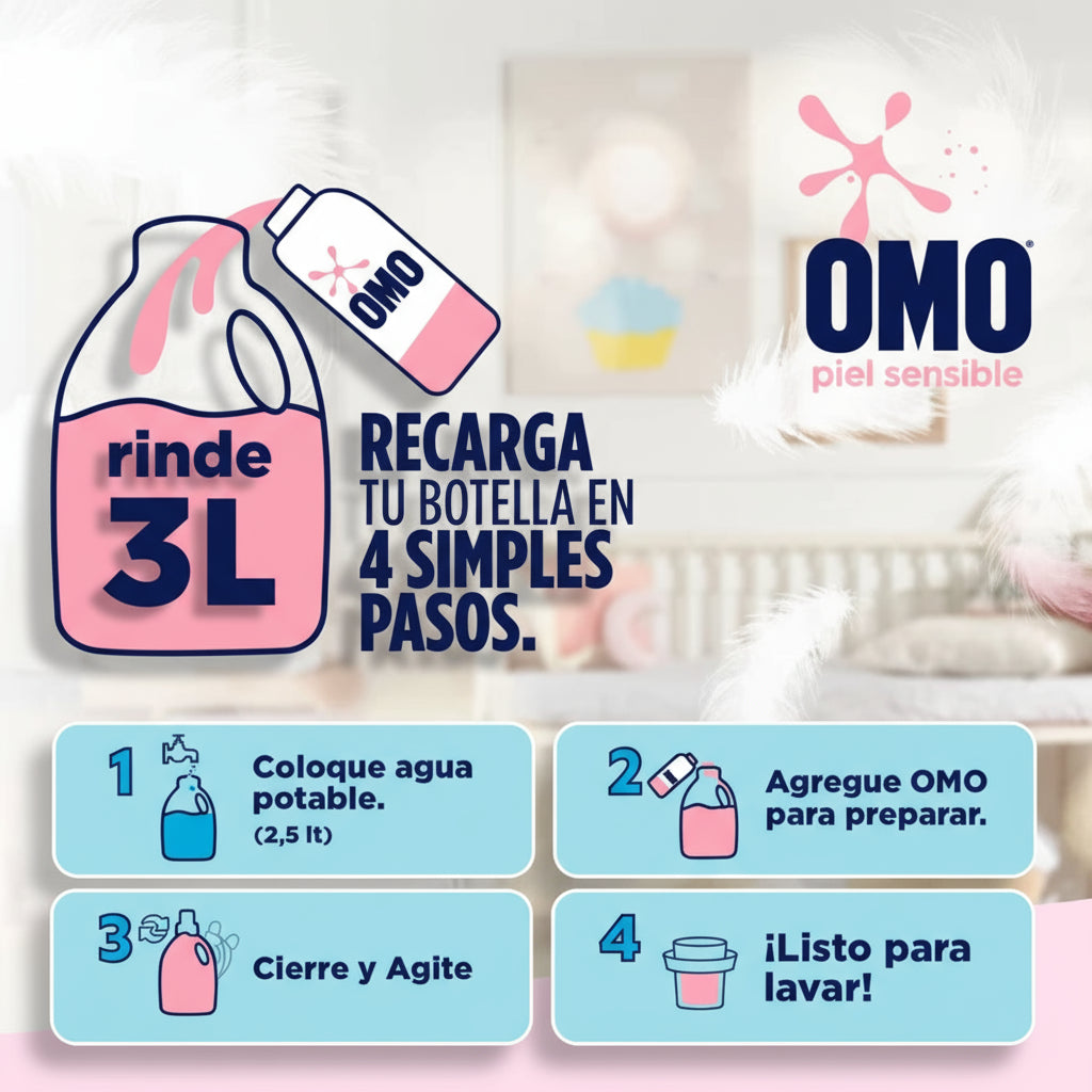Detergente Líquido Omo Piel Sensible para diluir 500 ml